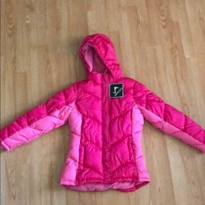 New hot pink puffer jacket